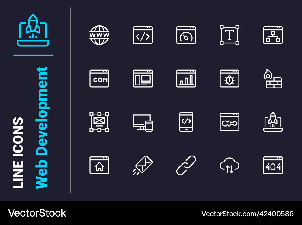 Front end web development icons set vector image