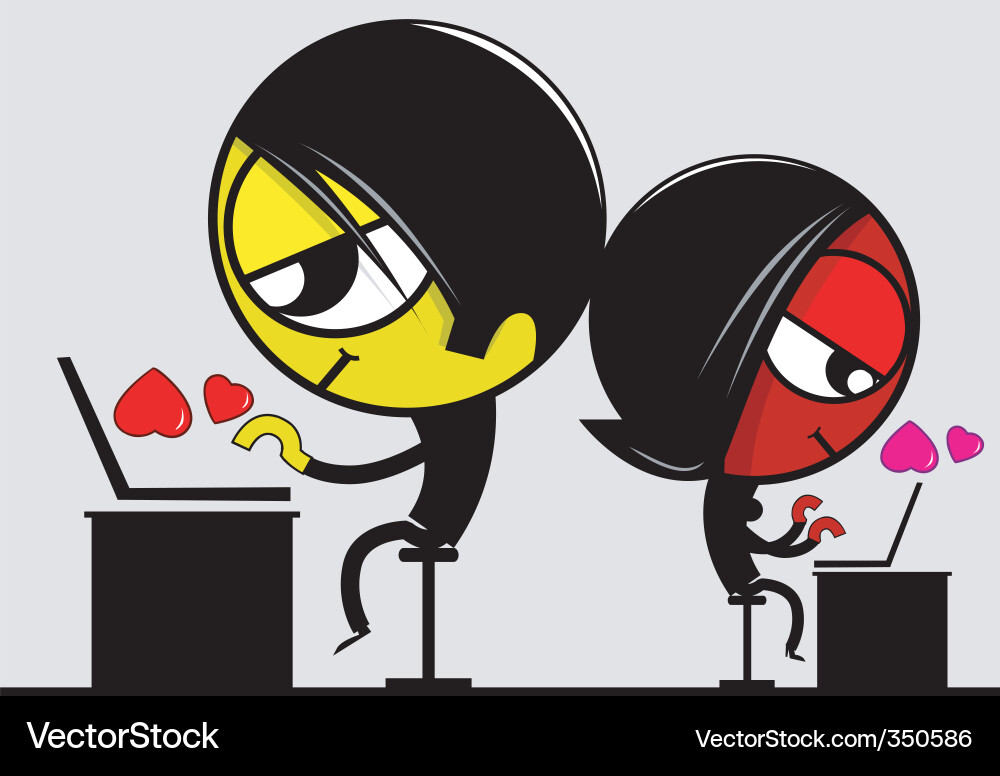 Girl and boy computer Vector Image