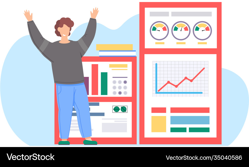 Man preparing to submit a progress report Man preparing to submit a progress report vector image