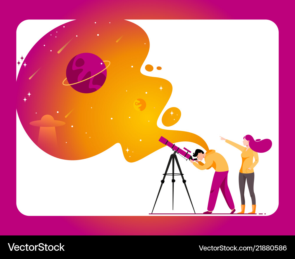 Man with telescope in search of a star Man with telescope in search of a star vector image