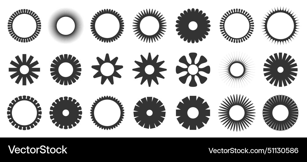 Monochrome circular elements set vector image