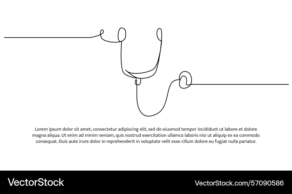 One line stethoscope abstract minimal continuous One line stethoscope abstract minimal continuous vector image