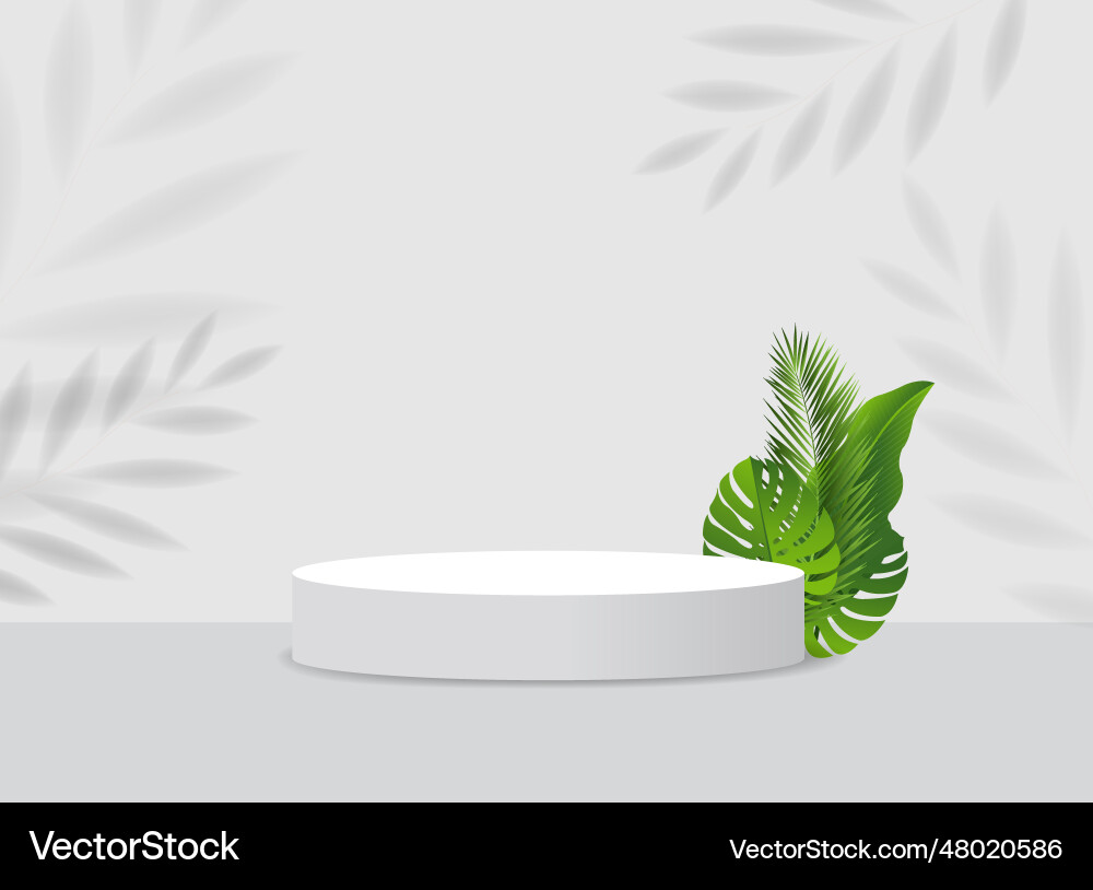 Pedestal und tropische Blätter verkaufen Banner Pedestal und tropische Blätter verkaufen Banner vektorbild