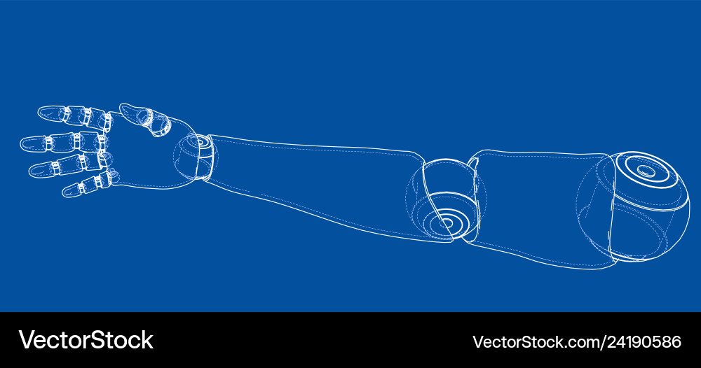 Robot hand outline rendering of 3d vector image