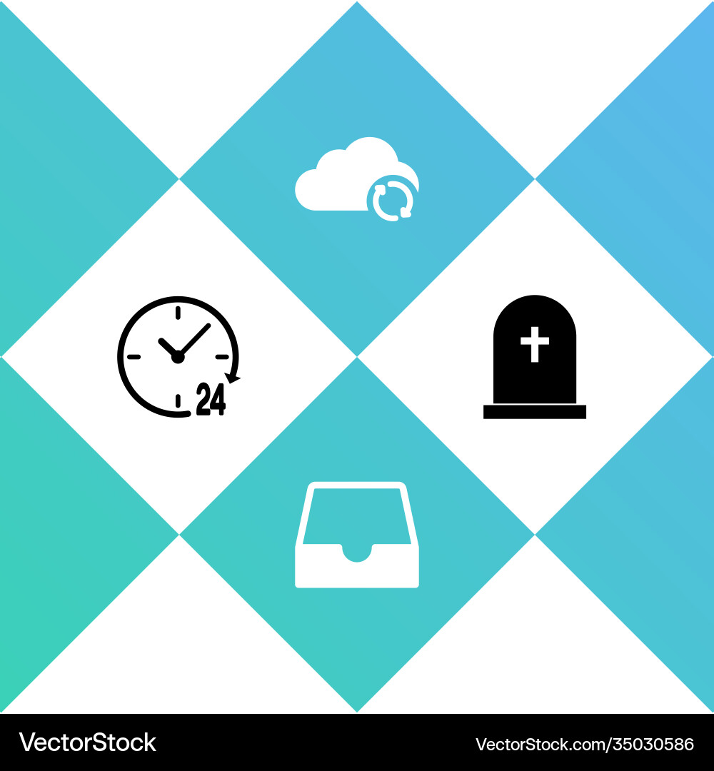 Set clock 24 hours social media inbox cloud sync Vector Image