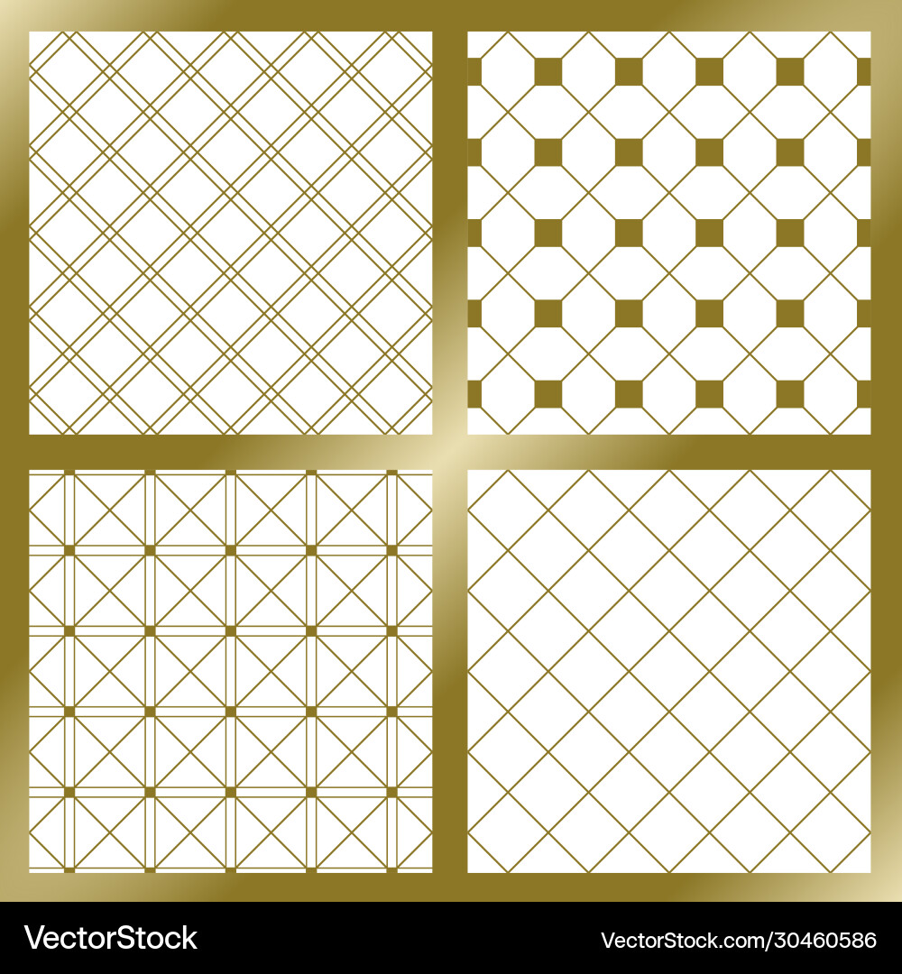 Set geometric seamless patterns with squares vector image