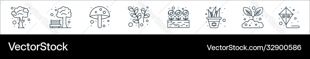 Spring line icons linear set quality Spring line icons linear set quality vector image