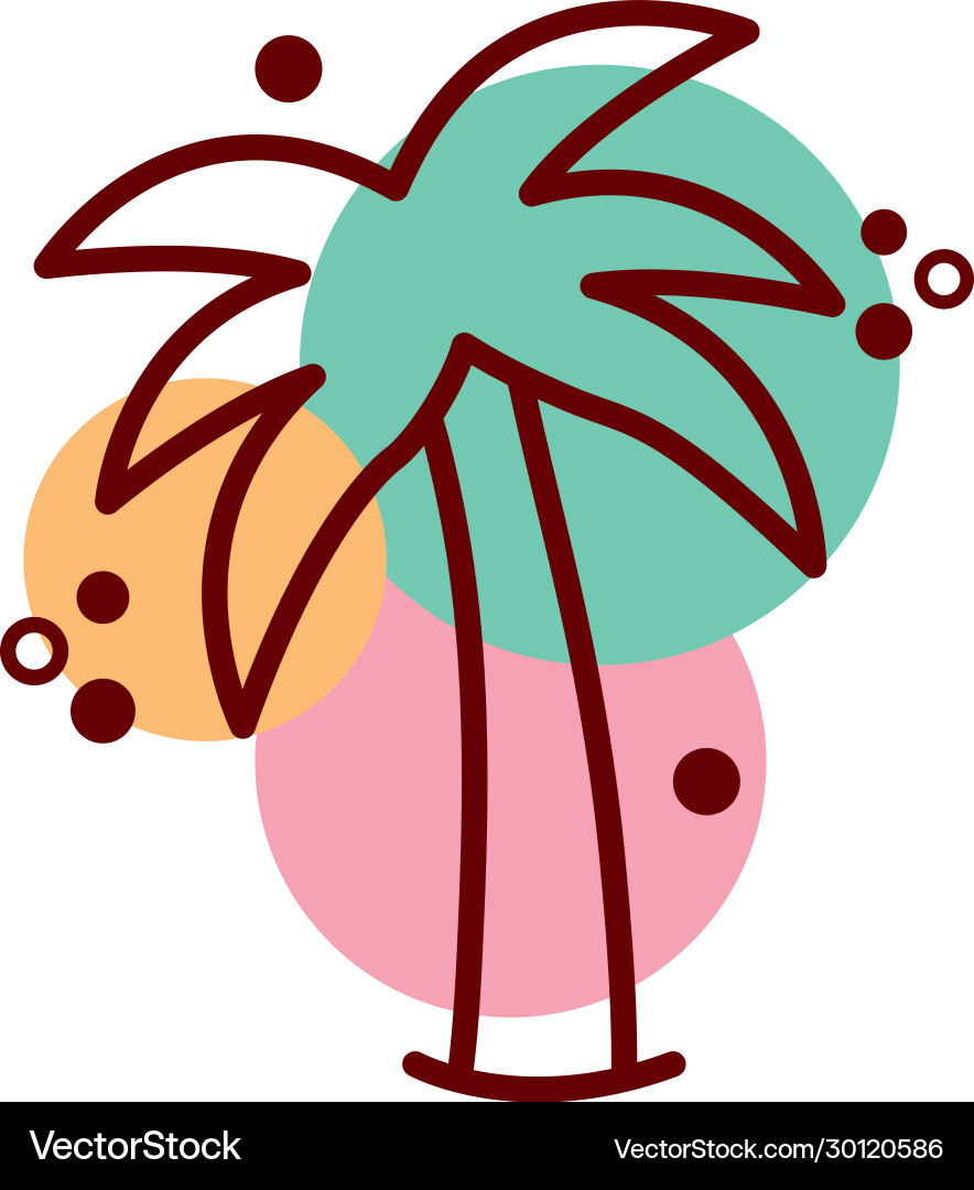 Tree palms summer line and color style icon vector image