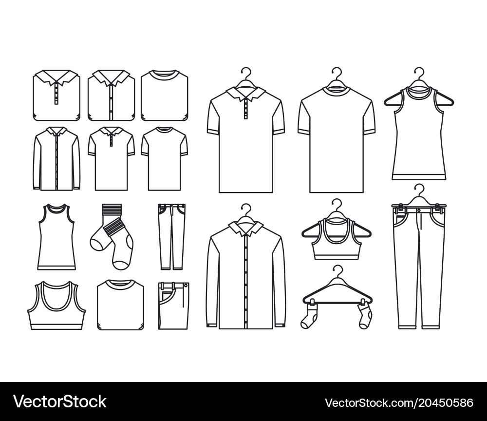 White background of contour set elements vector image