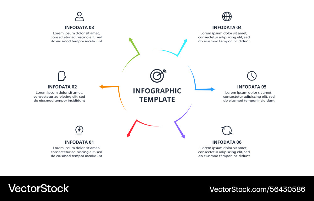Workflow concept for infographic with 6 steps vector image
