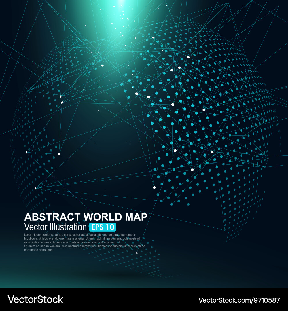 3D Globe with Connected Dots Vector Image