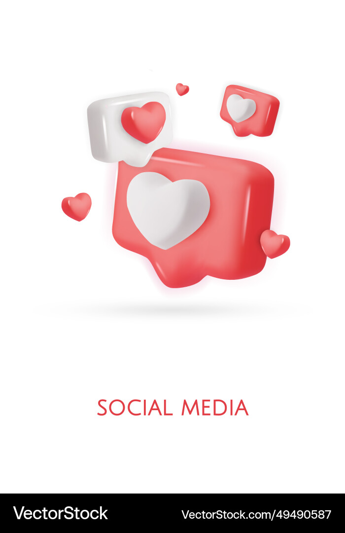 3d icon message dialog button with heart Vector Image