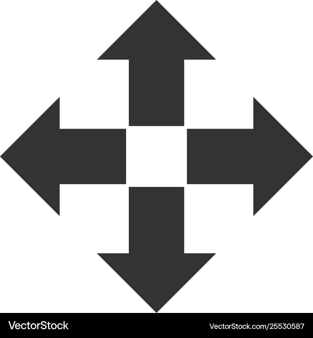 Arrows in four directions icon isolated flat Arrows in four directions icon isolated flat vector image