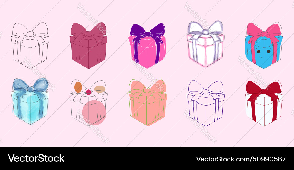 Assorted boxes with bows Vector Image