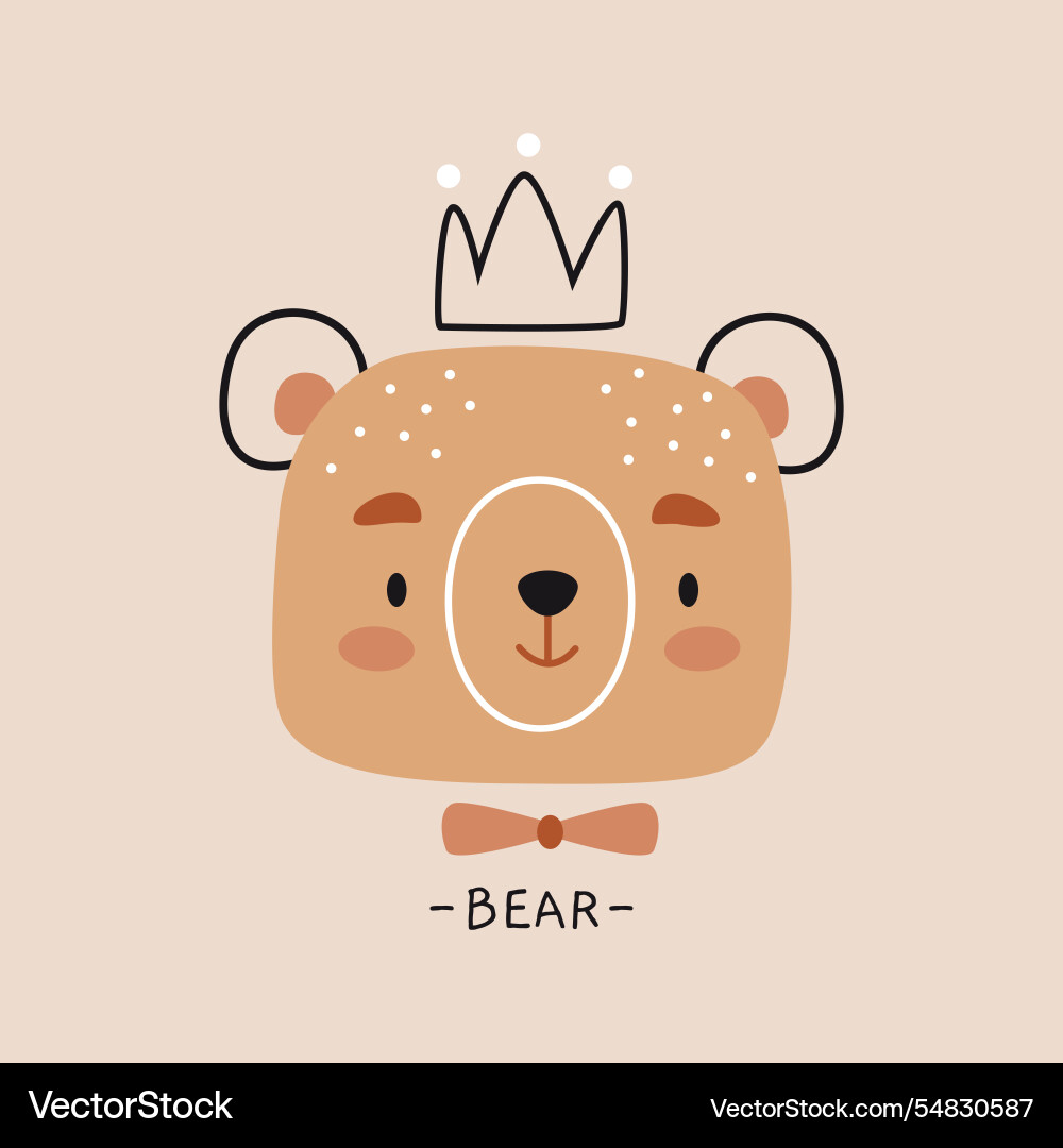 Bear head in a scandinavian naive style print Vector Image