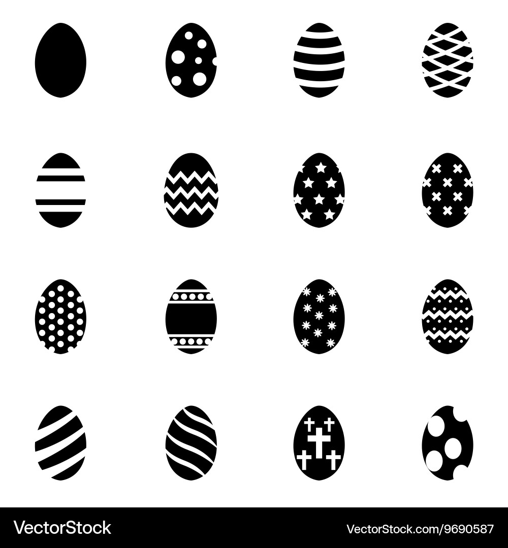 Black easter icon set Royalty Free Vector Image