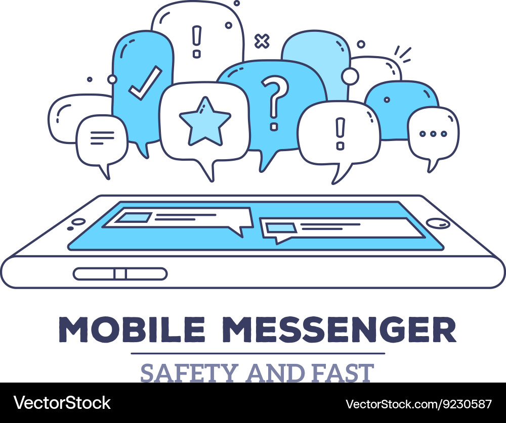 Blue color dialog speech bubbles with ico Vector Image