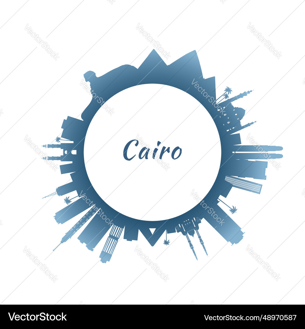 Cairo skyline with colorful buildings circular Cairo skyline with colorful buildings circular Vector Image