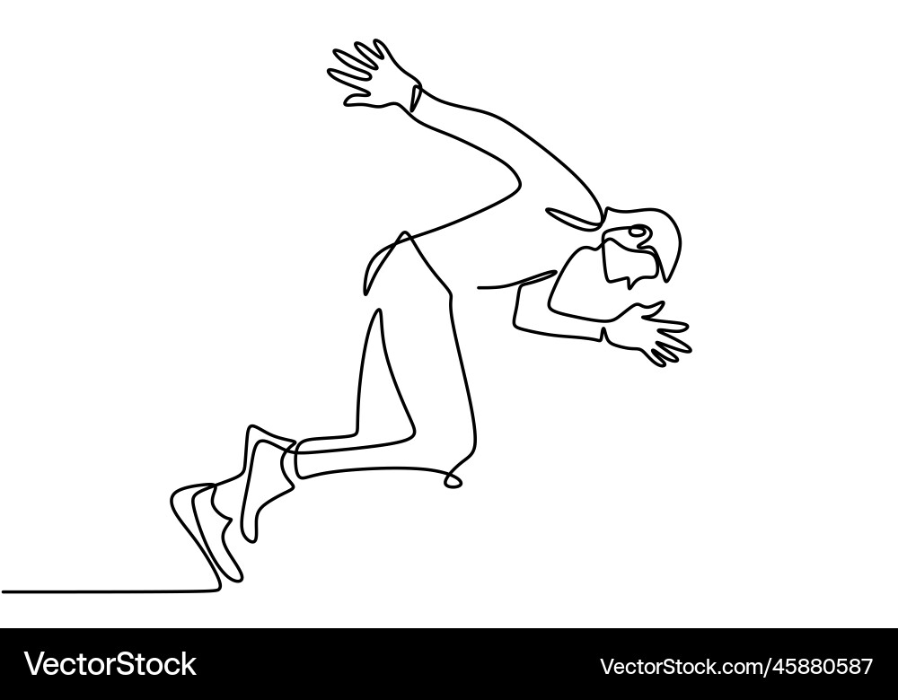 Continuous single drawn one line man on a run Continuous single drawn one line man on a run vector image
