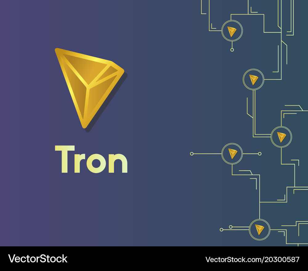 Cryptocurrency tron blockchain circuit networking Vector Image