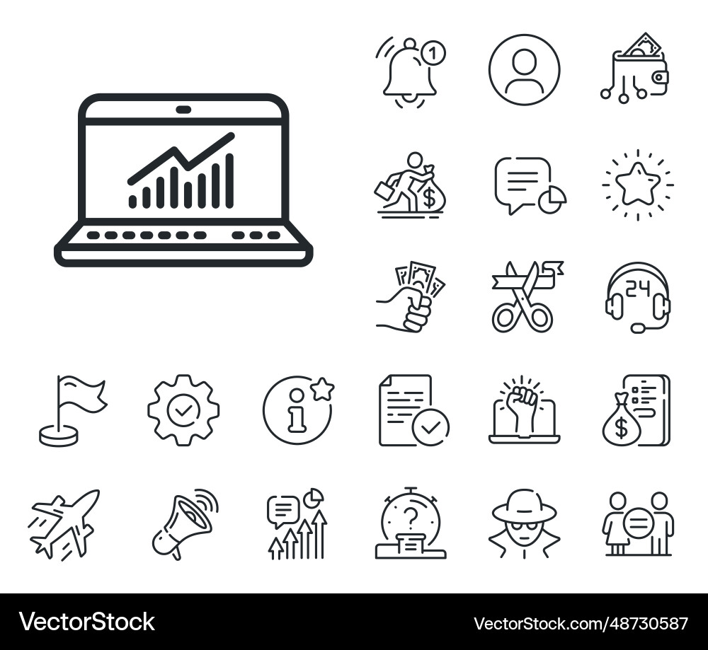 Data analysis and statistics line icon computer Vector Image