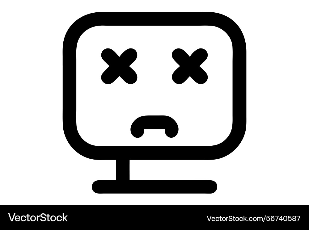 Dead computer icon - minimalist error screen vector image