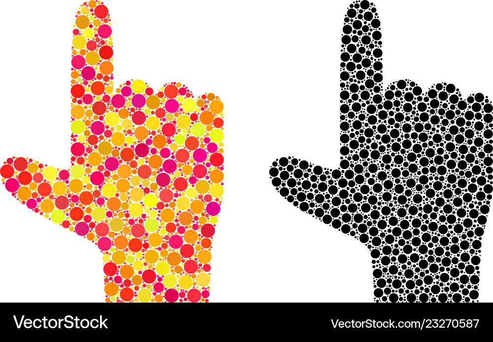 Dot hand pointer up mosaic icons Dot hand pointer up mosaic icons vector image