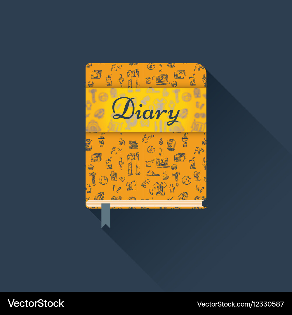 Flat diary with a pattern vector image