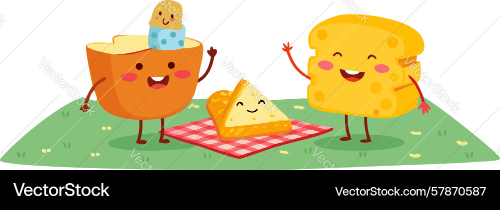 Happy toast slice and butter block picnic design Vector Image