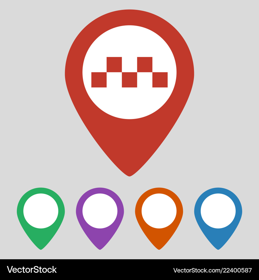 Map pointer with taxi icon on grey background Map pointer with taxi icon on grey background vector image