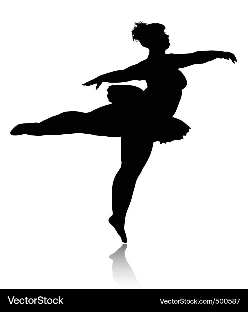 Overweight ballerina silhouette vector image