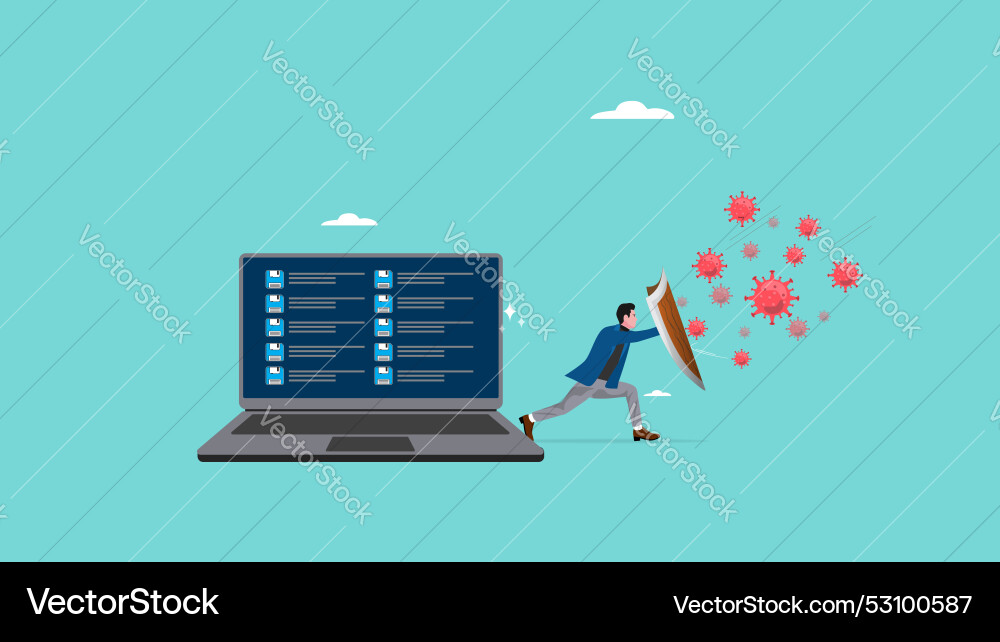 Protective shield company data security from vector image