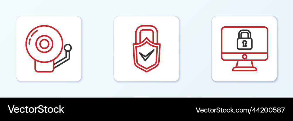 Set line lock on computer monitor ringing alarm vector image