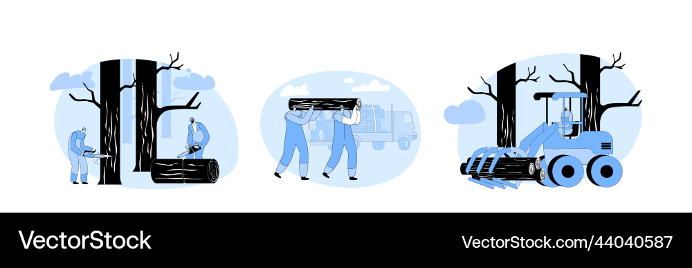 Set lumber workers job lumberjack characters Vector Image