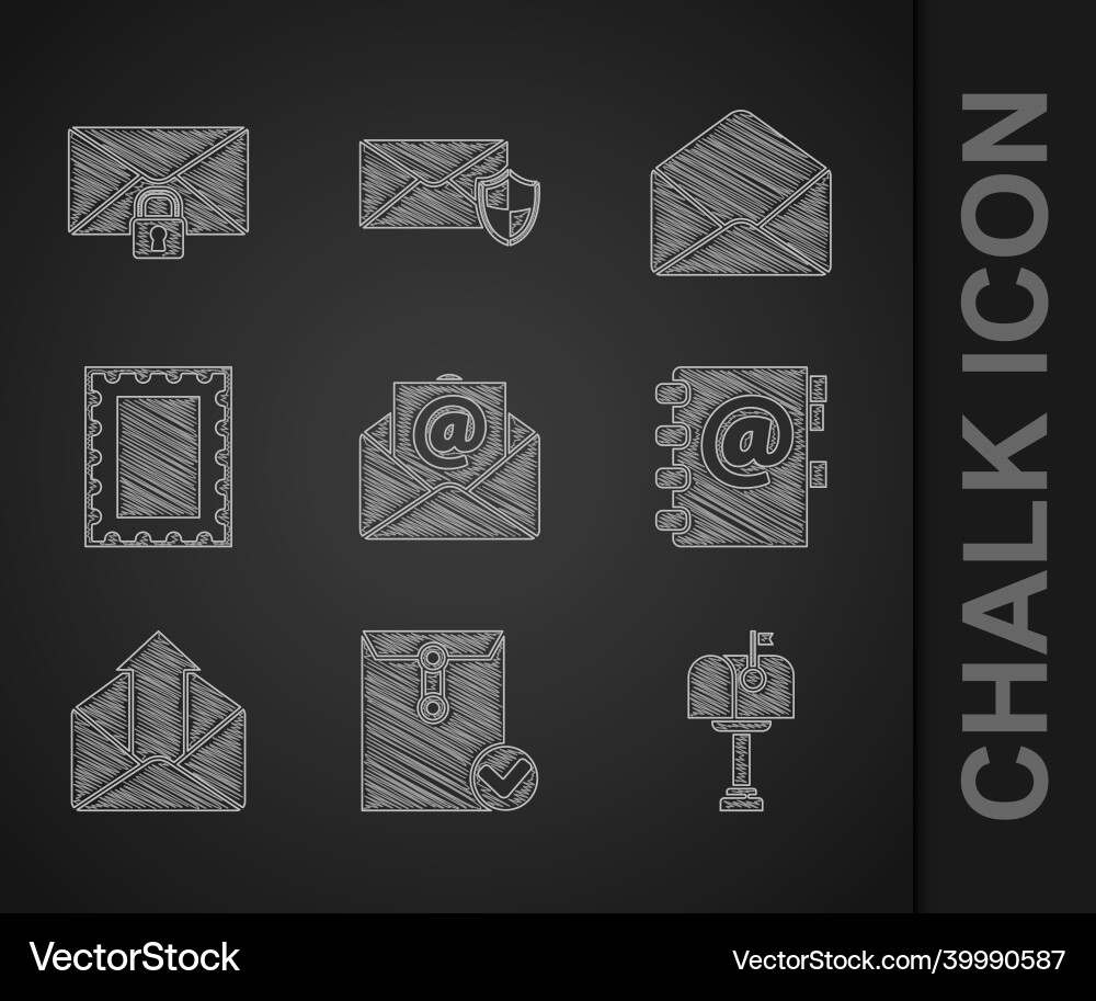 Set mail and e-mail envelope check mark box Set mail and e-mail envelope check mark box vector image