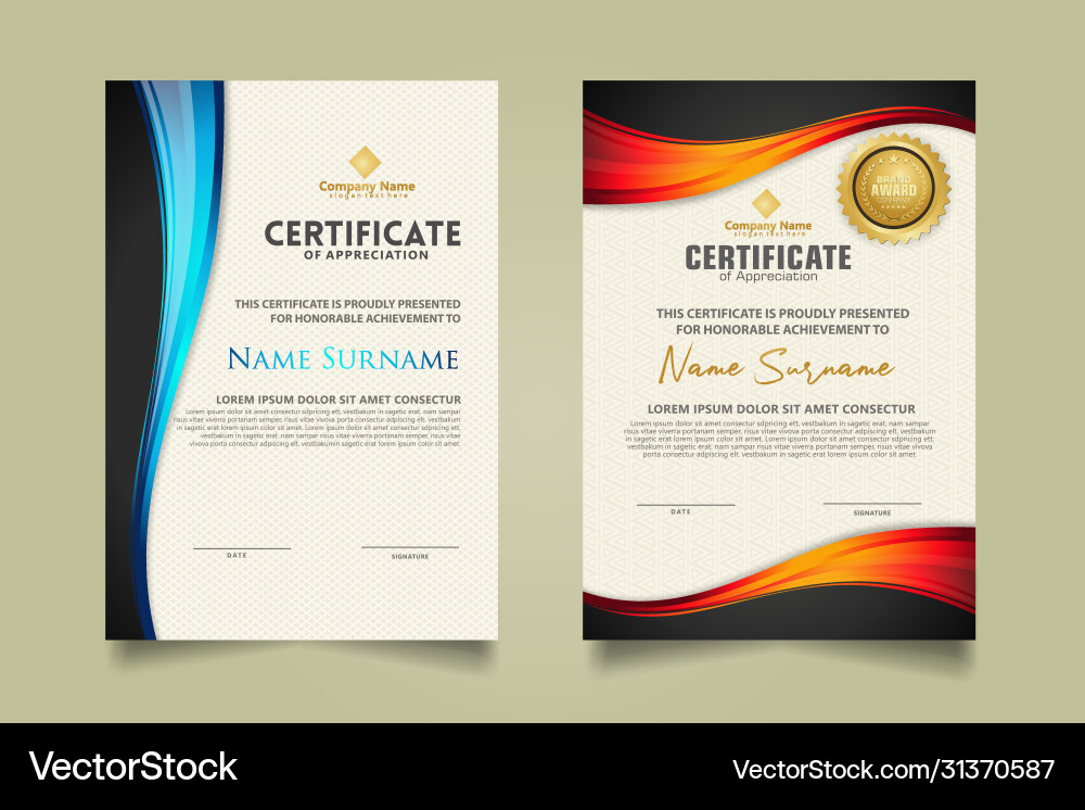 Set modern certificate template with flow lines Set modern certificate template with flow lines vector image