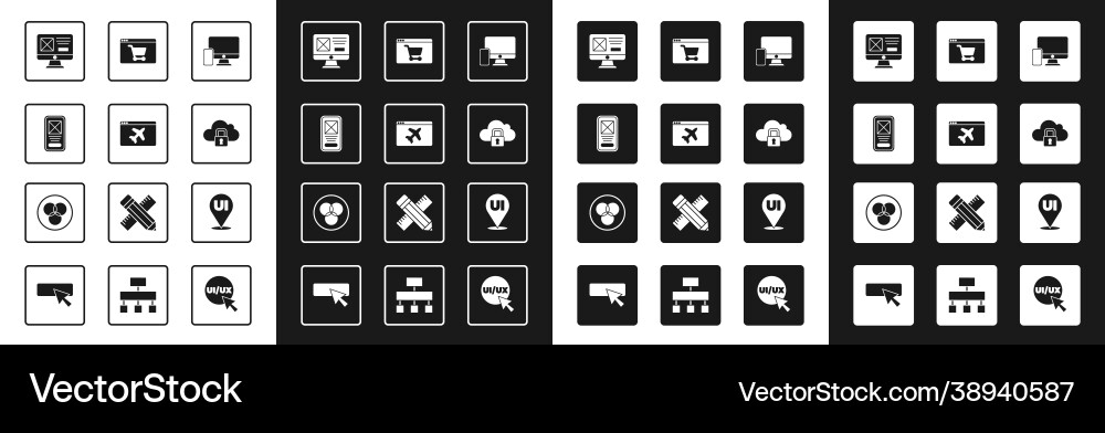 Set monitor and mobile website template ui ux Set monitor and mobile website template ui ux vector image