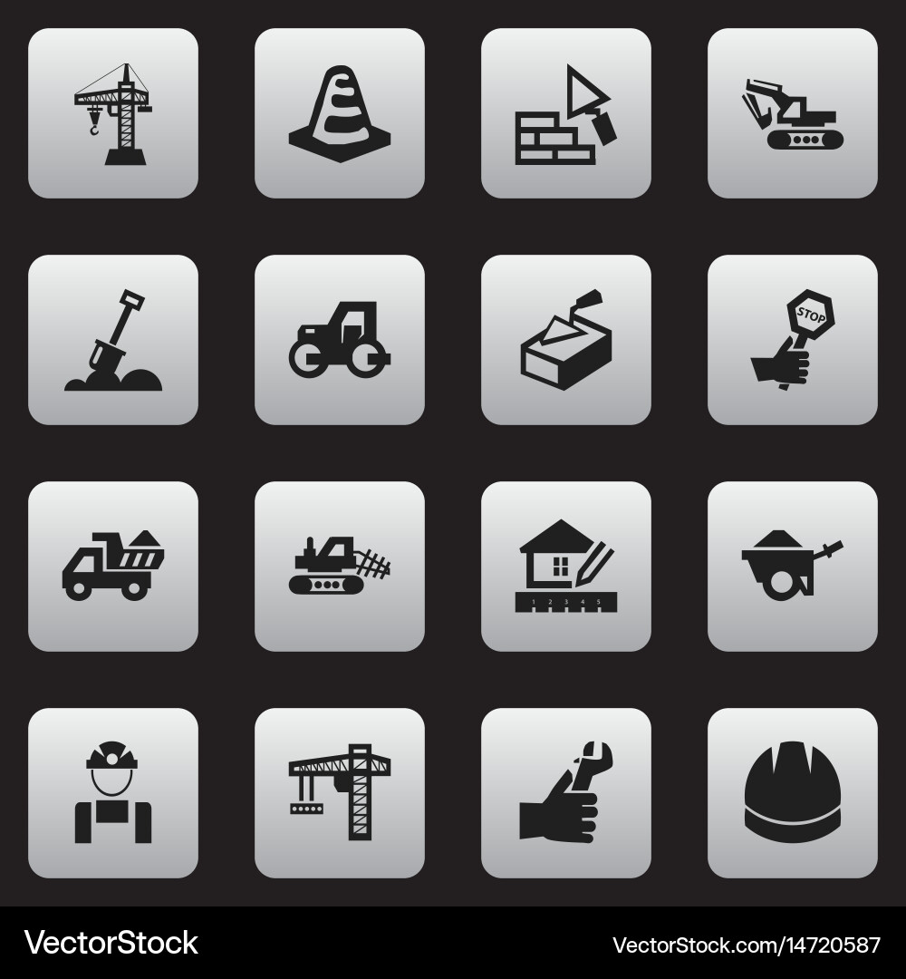 Set of 16 editable building icons includes vector image