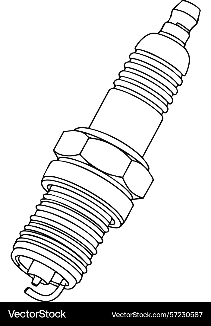 Spark plug automotive engine component technical Vector Image
