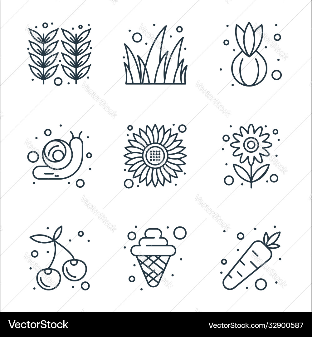 Spring line icons linear set quality Spring line icons linear set quality vector image