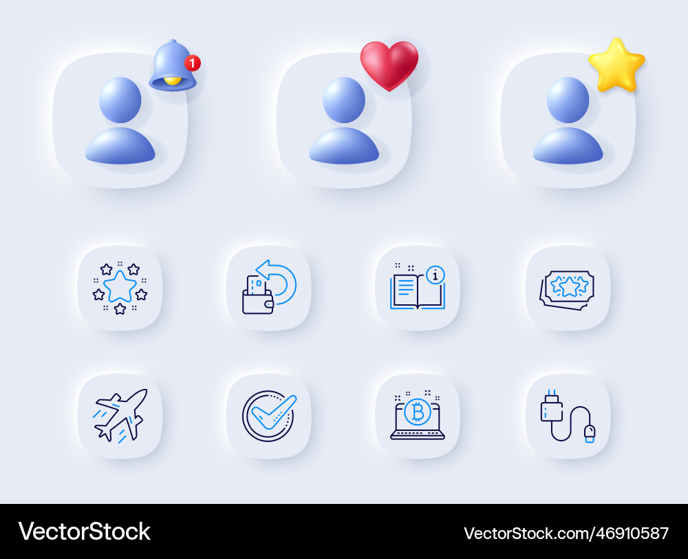 Stars loyalty points and manual line icons Stars loyalty points and manual line icons vector image