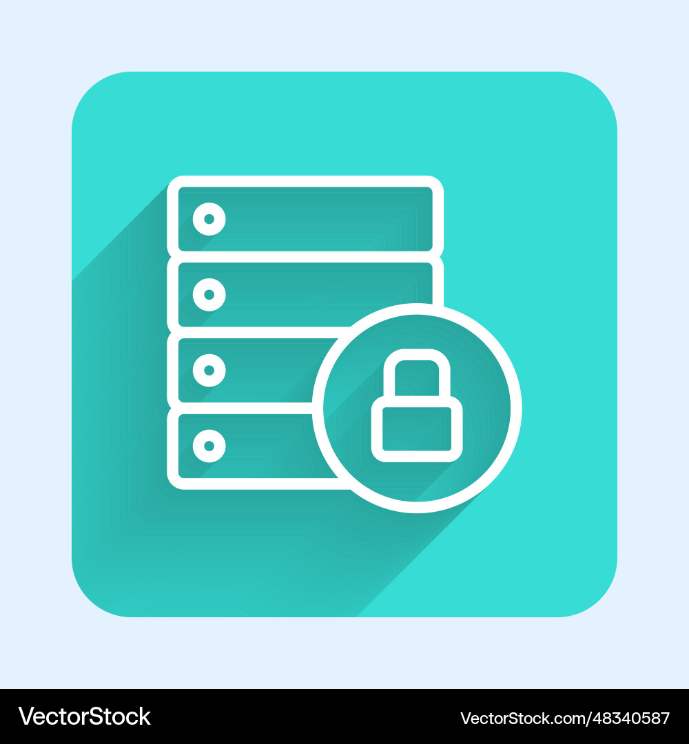 White line server security with closed padlock White line server security with closed padlock vector image
