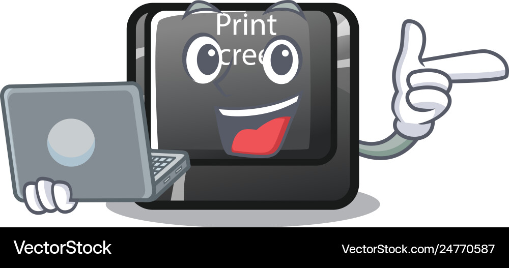 With laptop button print screen computer With laptop button print screen computer Vector Image