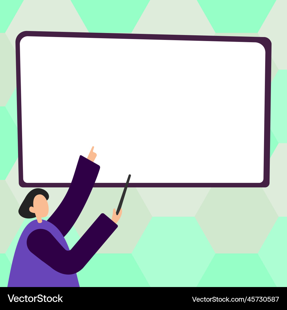 Woman pointing with pointer stick to important Woman pointing with pointer stick to important vector image