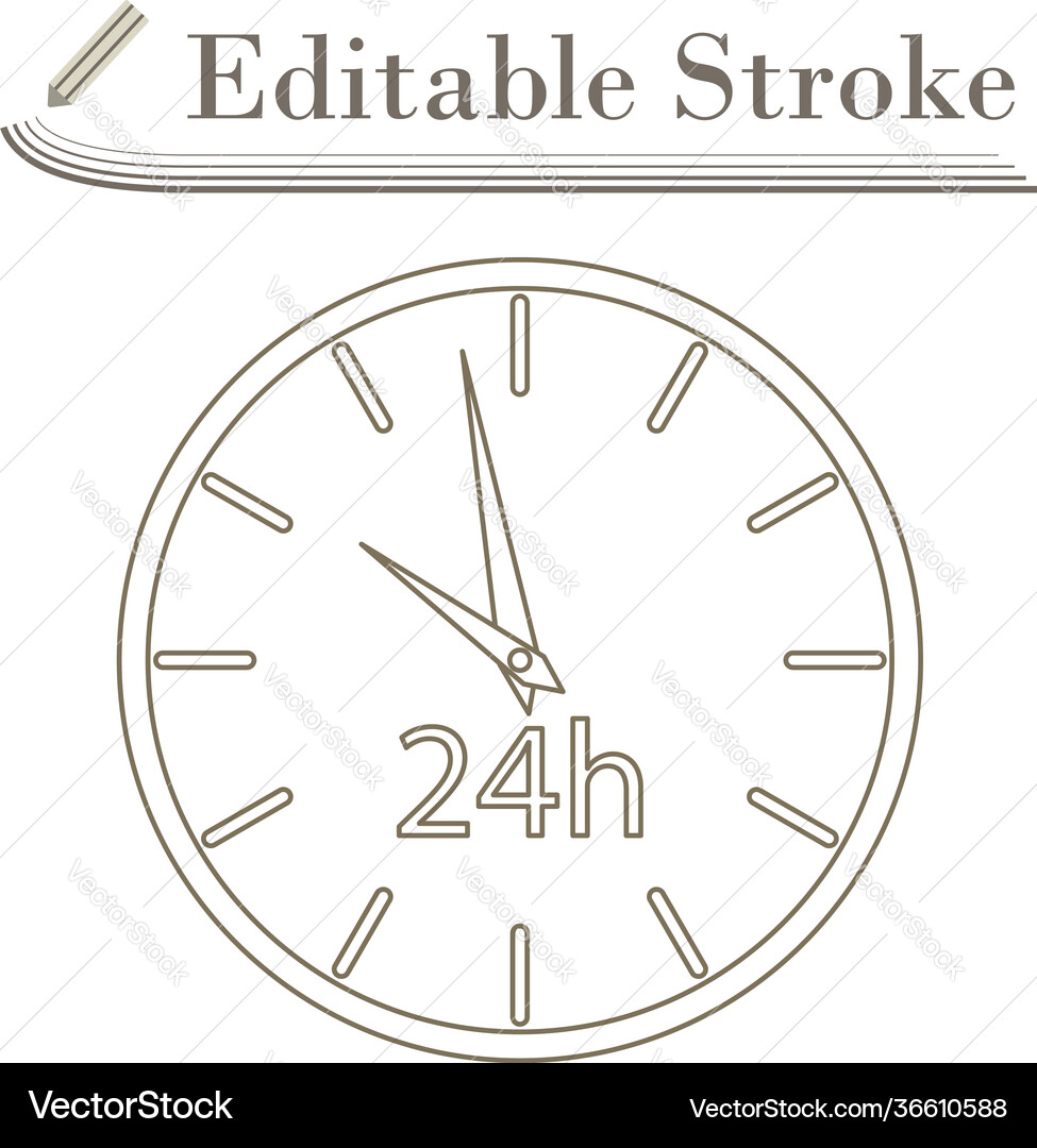 24 hours clock icon 24 hours clock icon vector image