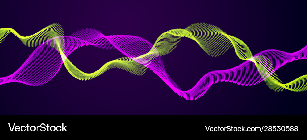 3d particles mesh array mutual sound wave flowing 3d particles mesh array mutual sound wave flowing vector image