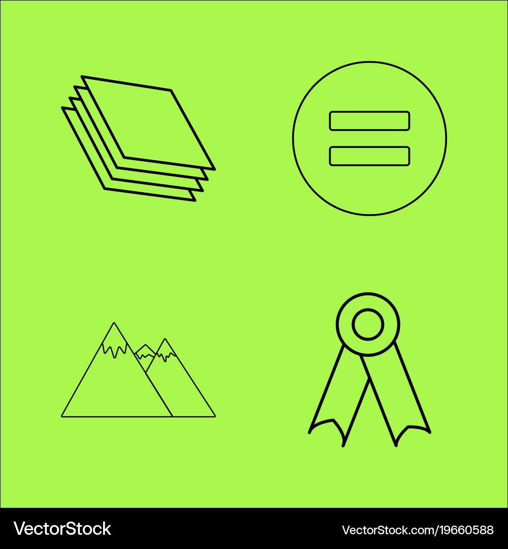 Basic content simple linear outline icon set vector image