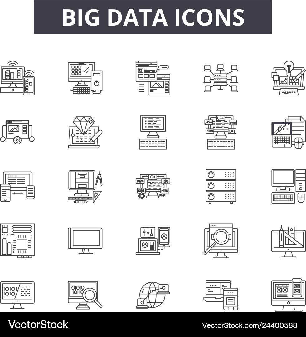 Big data line icons for web and mobile design Big data line icons for web and mobile design vector image