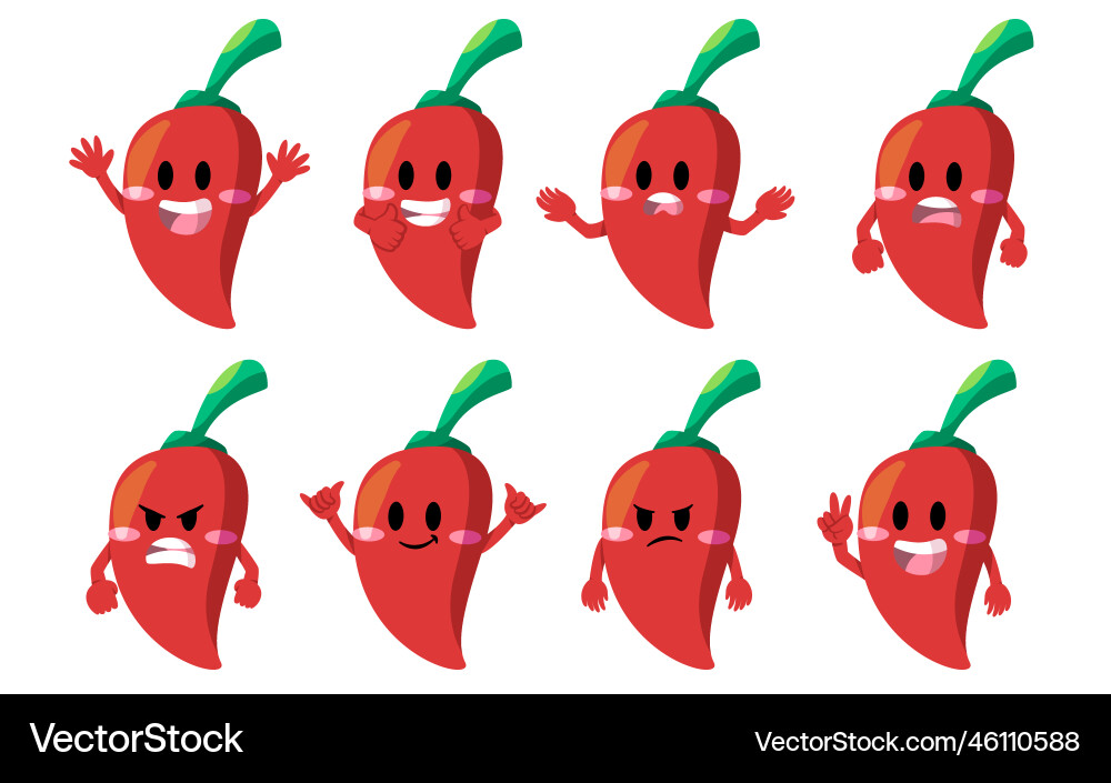 Chili red cartoon with facial expression mascot Chili red cartoon with facial expression mascot vector image