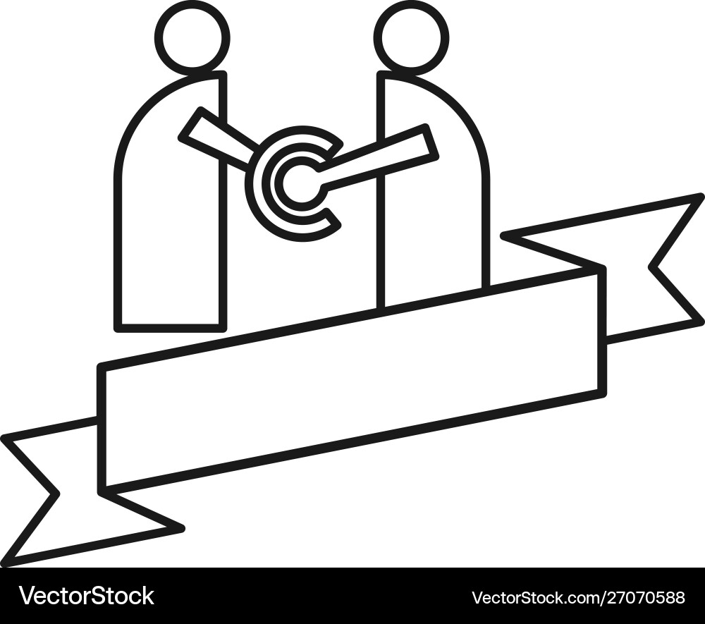 Commitment teamwork together outline logo vector image